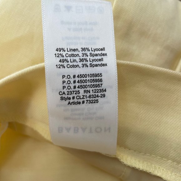 Babaton Aritzia SZ 00 Cohen Cropped Ankle Dress Pants Yellow Pull On Linen Blend - Picture 10 of 10